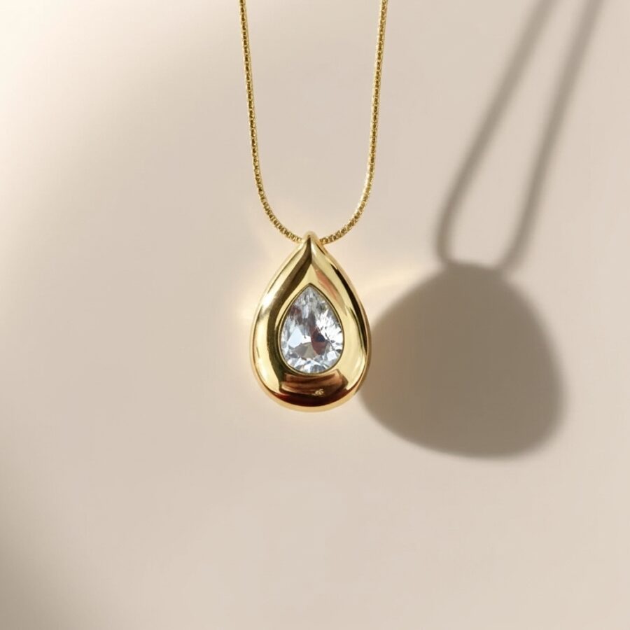 Women's Teardrop Crystal Pendant Necklace