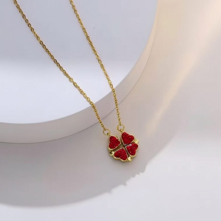Triple heart bar necklace for women – stainless steel necklace Pakistan – view 2