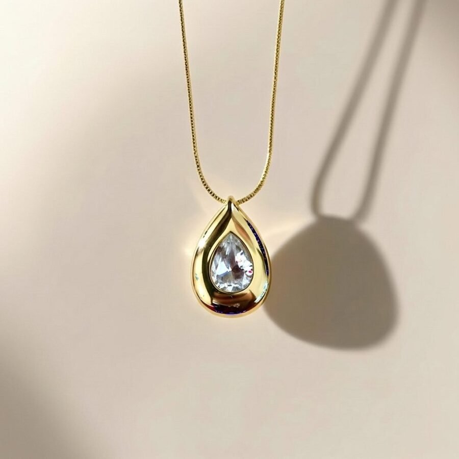 Teardrop crystal pendant necklace for women – stainless steel Pakistan – view 2