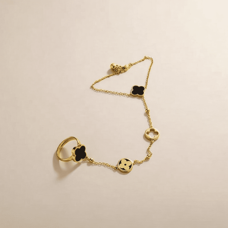 Gold clover bracelet for women – stainless steel bracelet Pakistan – view 2