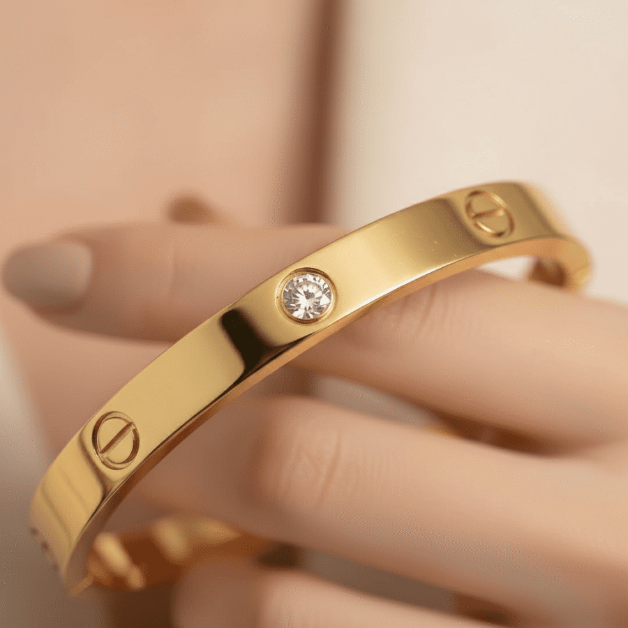 Gold screw motif bracelet for women – stainless steel bracelet Pakistan – view 2