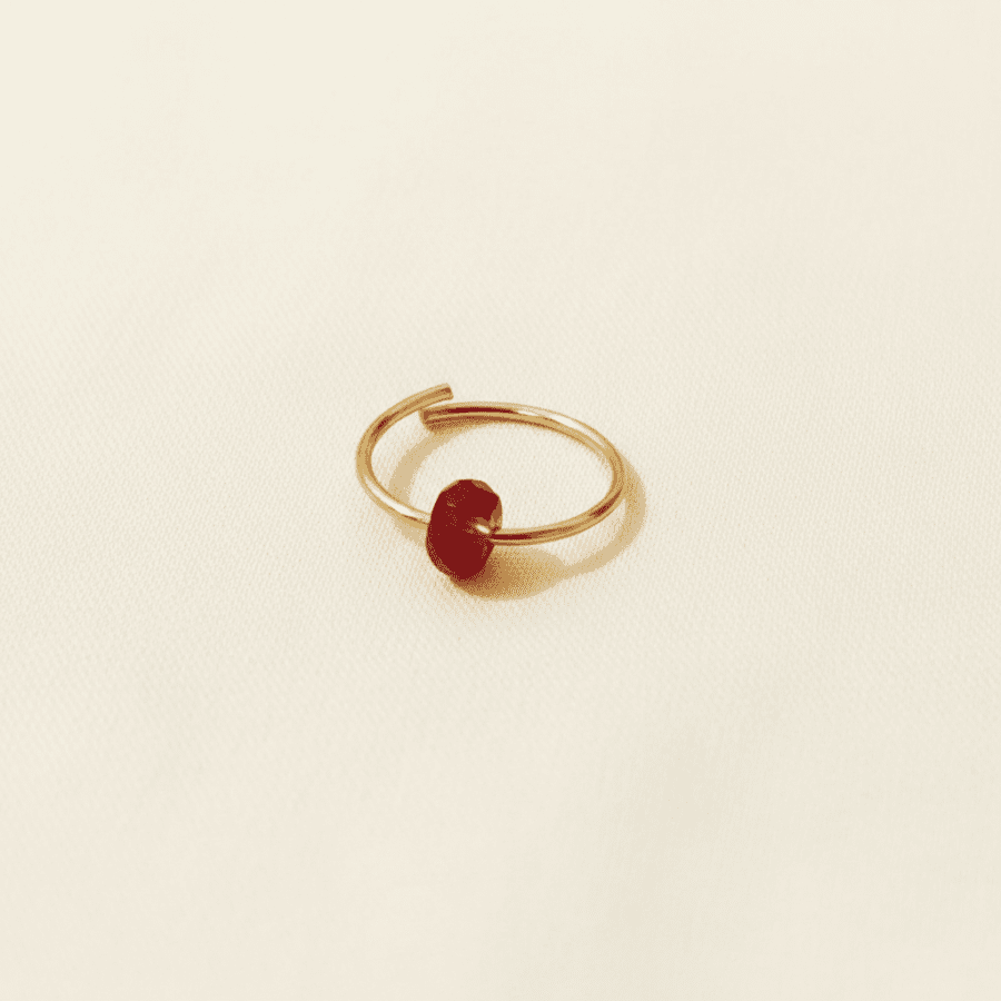Gold Faceted Garnet Nose Ring