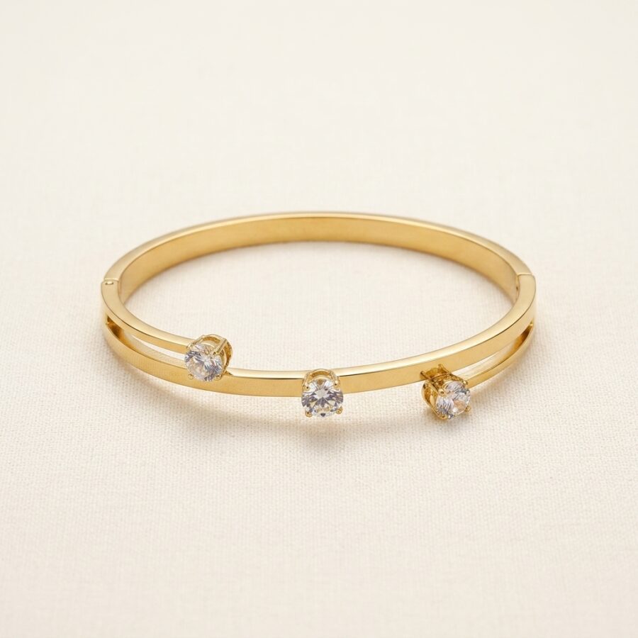 Gold Three Stone Women's Bracelet