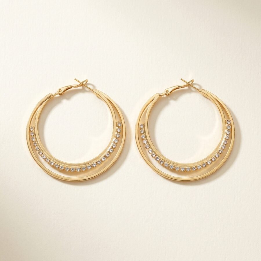 Luxe Double Hoop Diamond Earrings