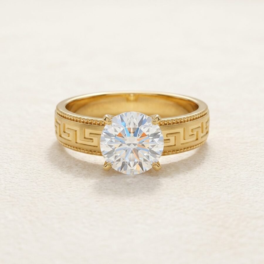 Gold solitaire ring for women – stainless steel ring Pakistan – view 2