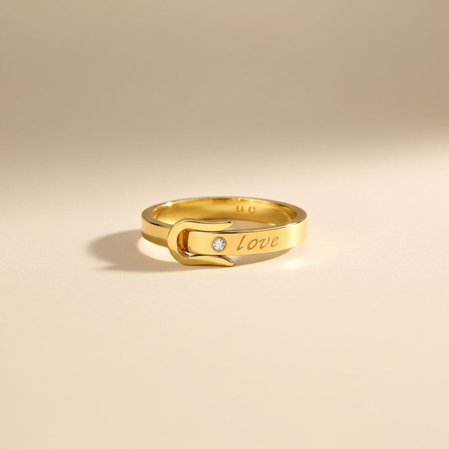 Gold Buckle Love Women's Ring