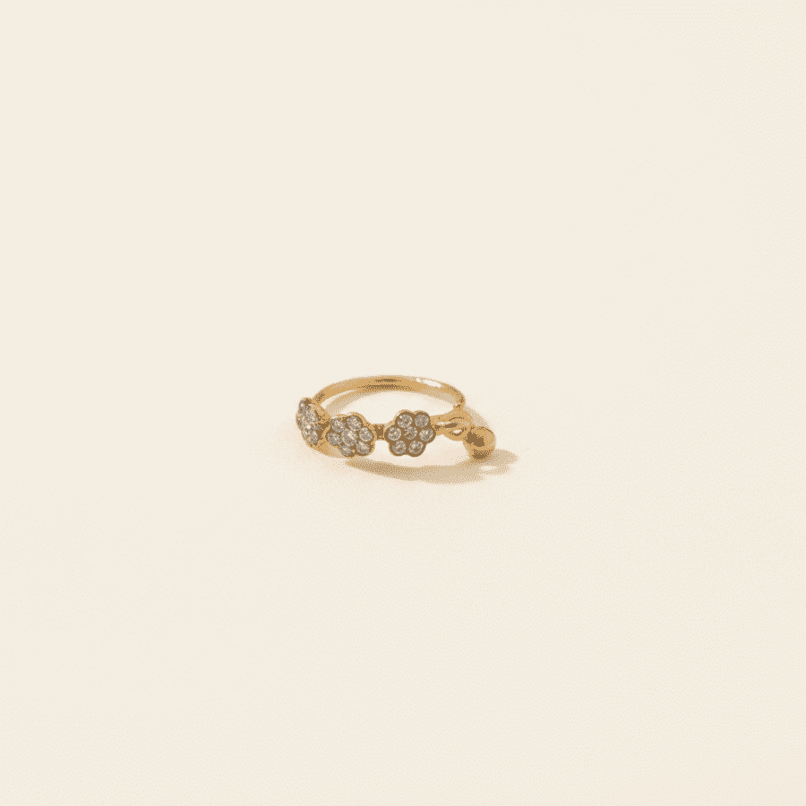 Gold Textured Diamond Drop Nose Ring