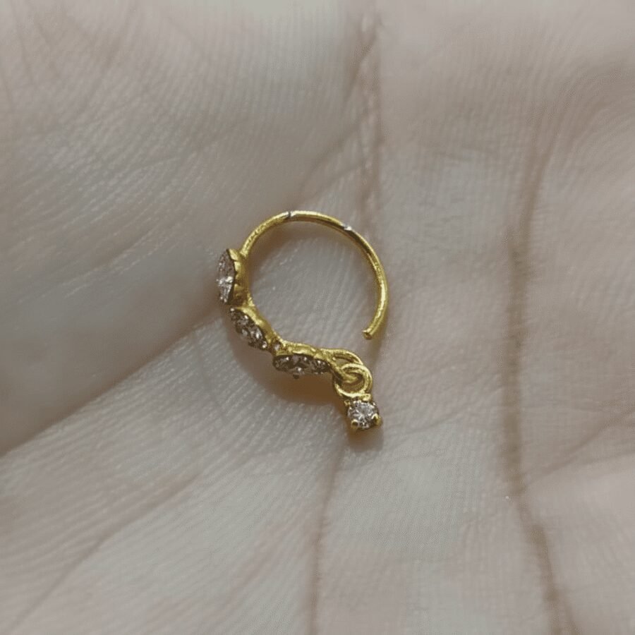 Twilight spark gold drop nose ring for women – stainless steel Pakistan – view 2