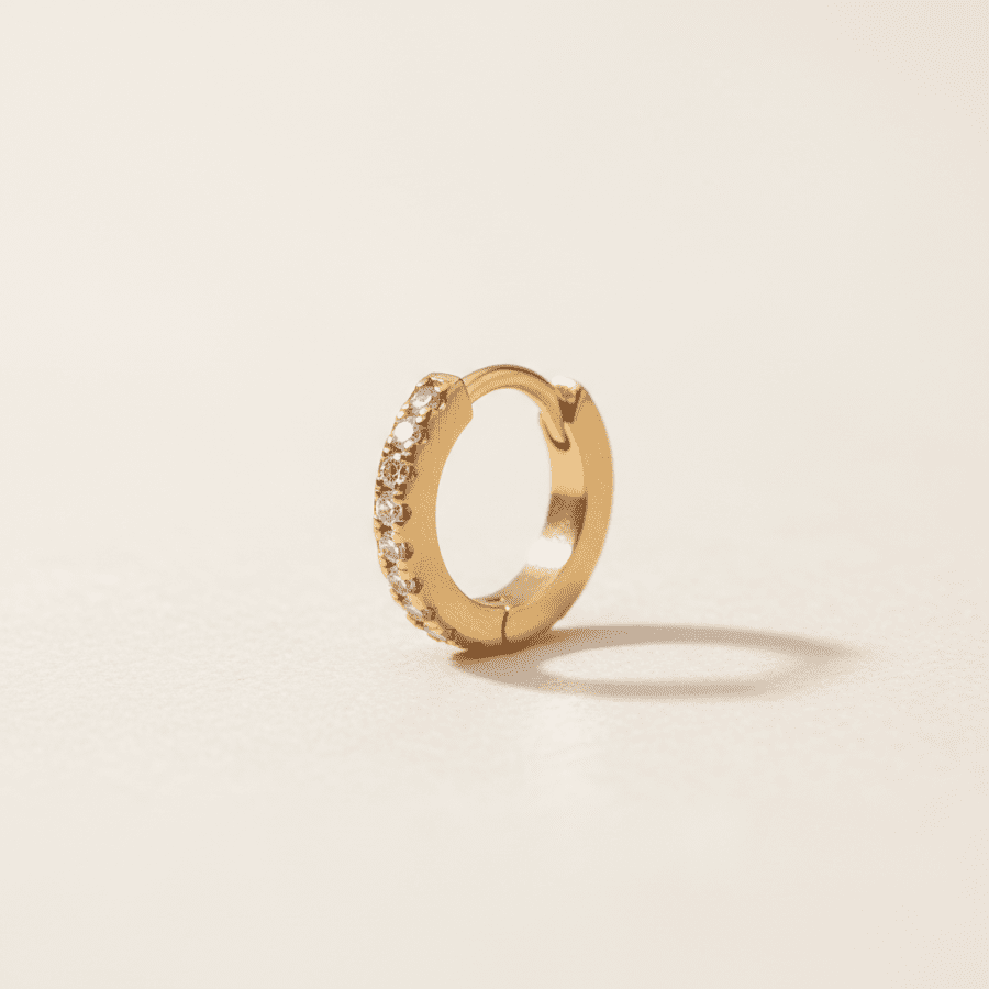Gold Pavé Diamond Nose Hoop