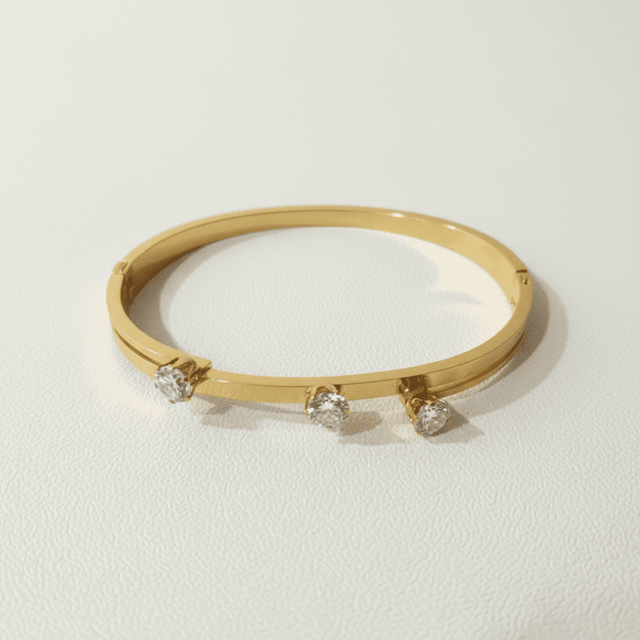Gold Three Stone Women's Bracelet