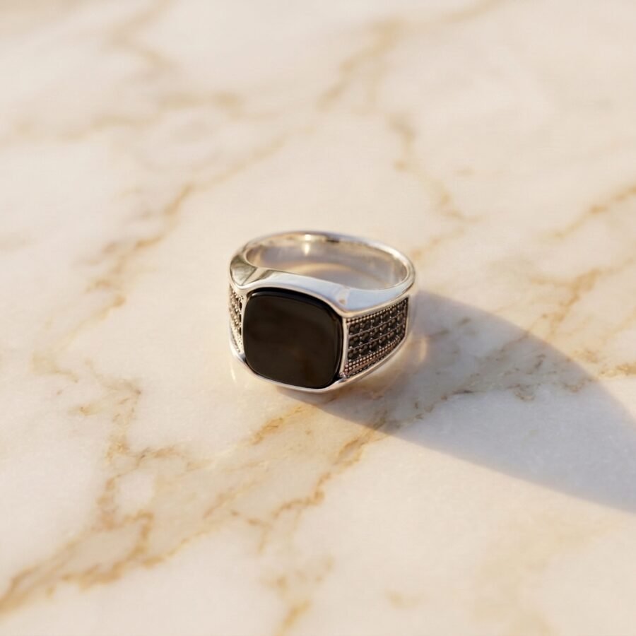 Men's Black Onyx Signet Ring | Stainless Steel