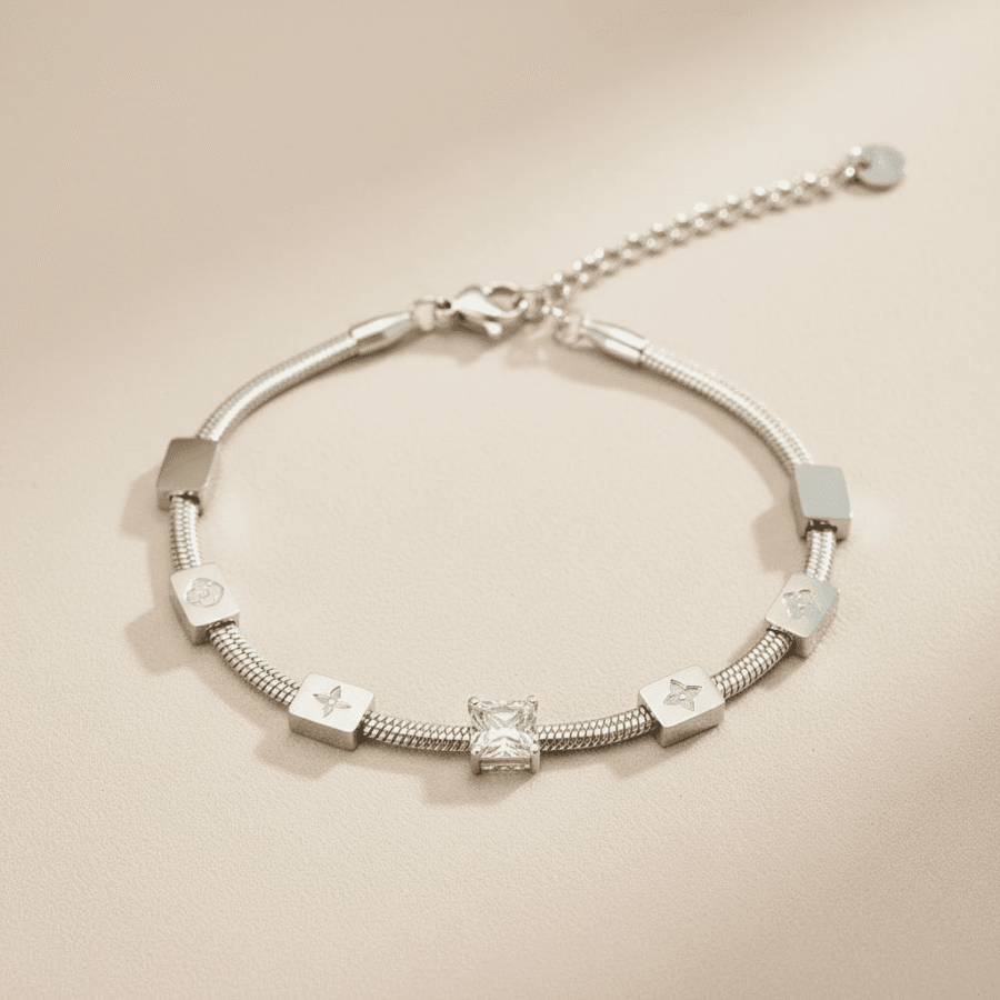 Snake chain charm bracelet for women – stainless steel bracelet Pakistan – view 2