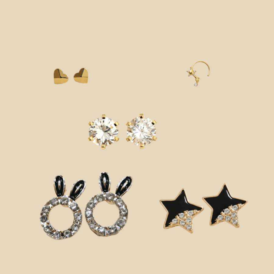 Modern 5 in 1 Stud Earrings Set