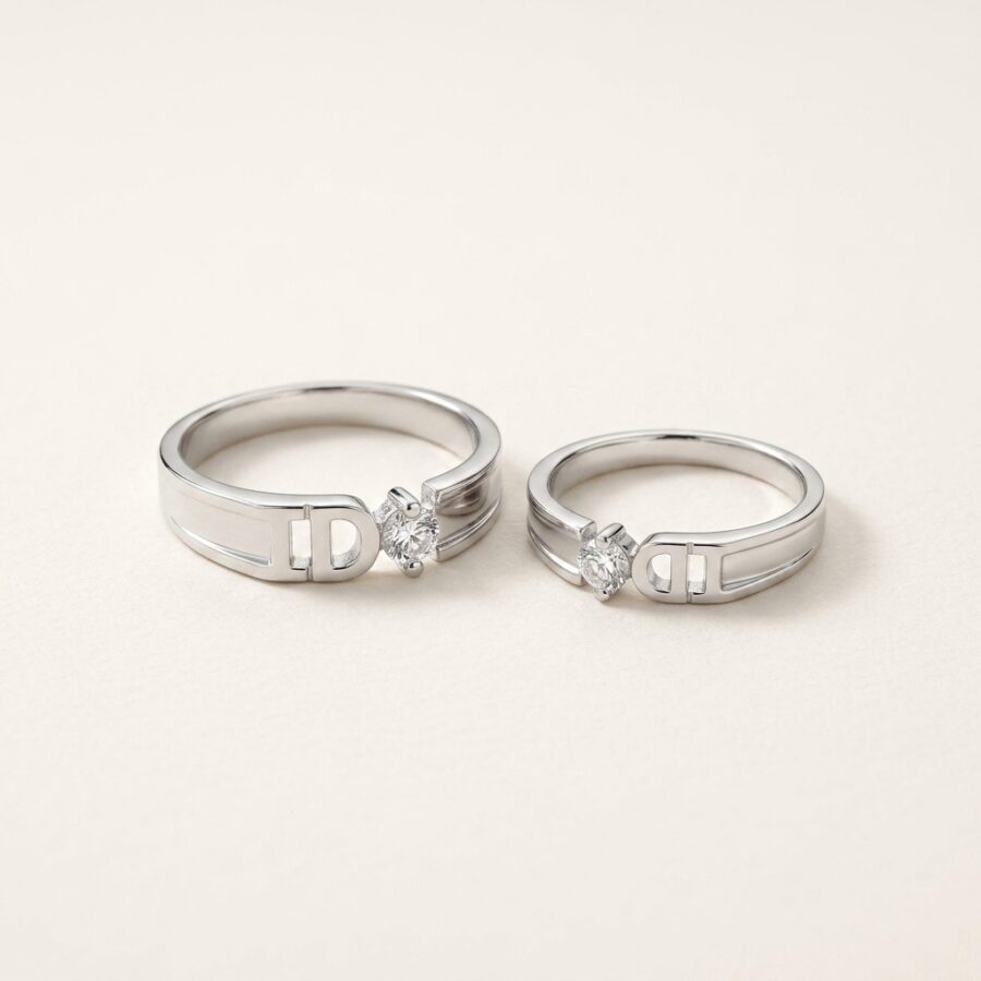 Elegant Couple Promise Ring Set (Free Size)