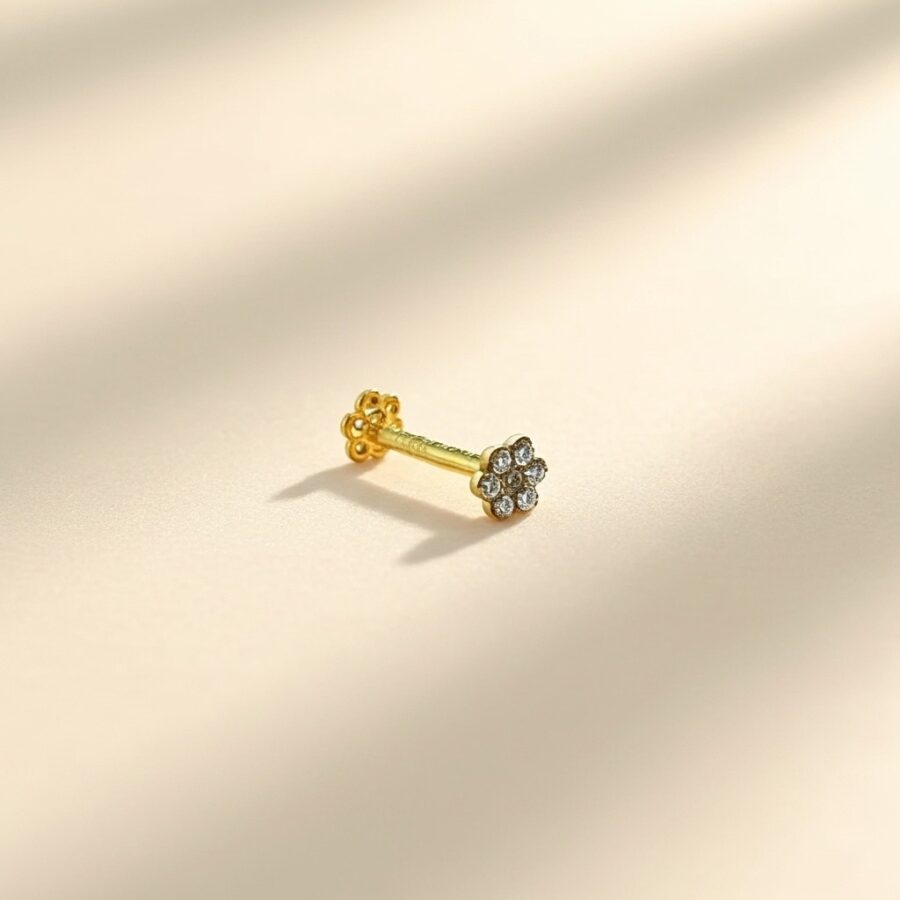 Golden Flower Cluster Cz  Nose PIN