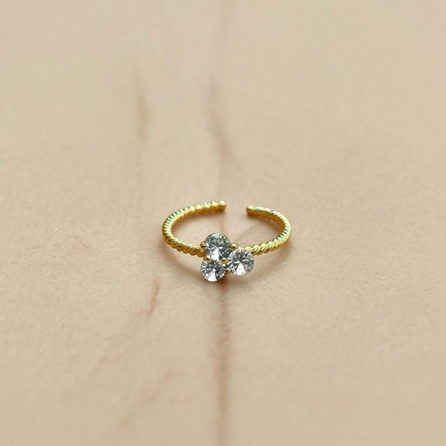 Golden twisted CZ nose ring for women – non-tarnish stainless steel nose ring Pakistan – view 2