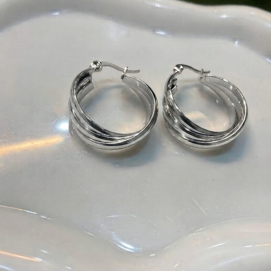 Twisted hoop earrings for women – stainless steel earrings Pakistan – view 2