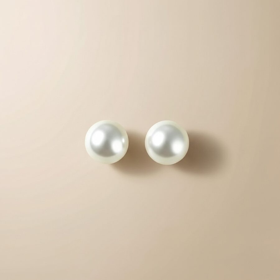 Stainless SteelPearl Stud Eartops Classic White