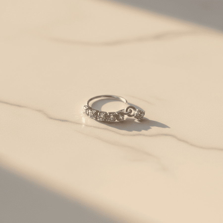 Baguette Diamond Drop Nose Ring