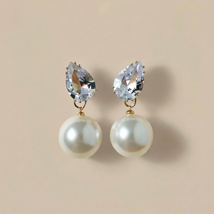 Pearl drop earrings for women – stainless steel earrings Pakistan – view 2