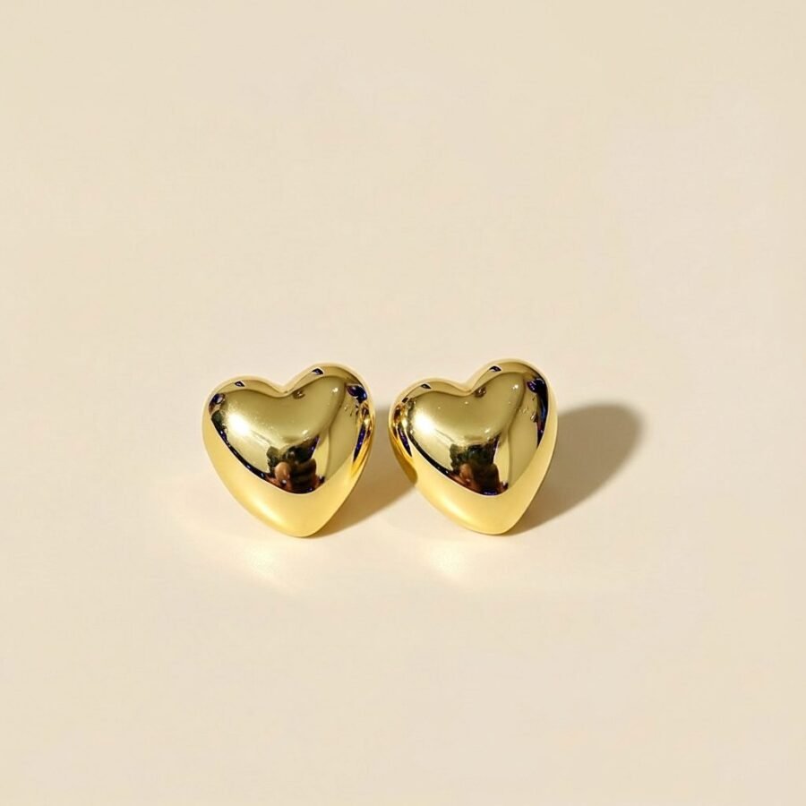 Heart stud earrings for women – stainless steel ear tops Pakistan – view 2