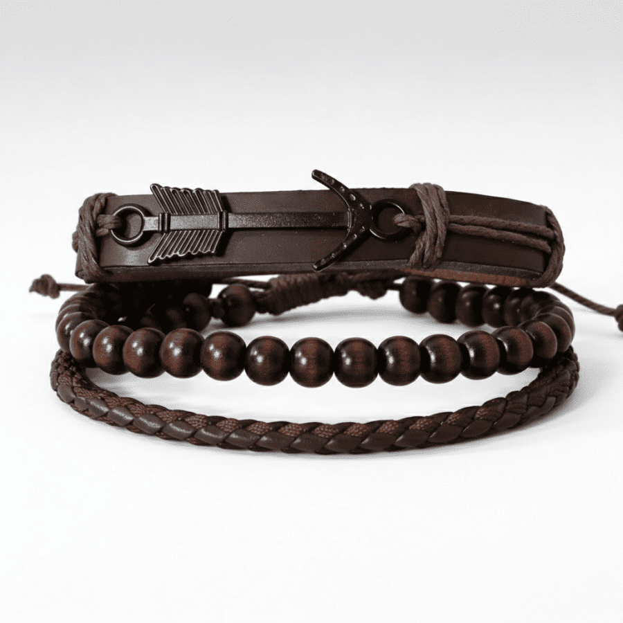 Brown Leather Arrow Wrap Band