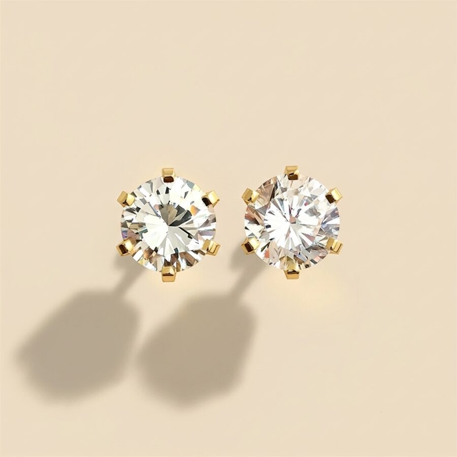 Gold Stainless Steel Cubic Zirconia Women Ear tops