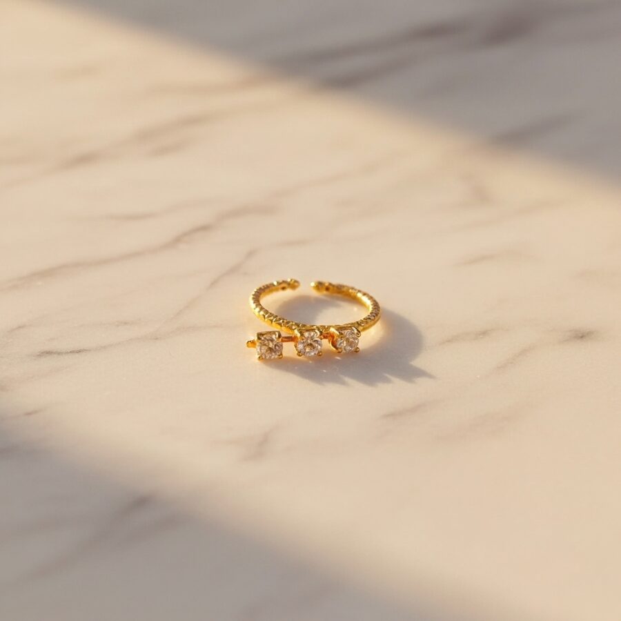 Gold Textured Cube nose ring