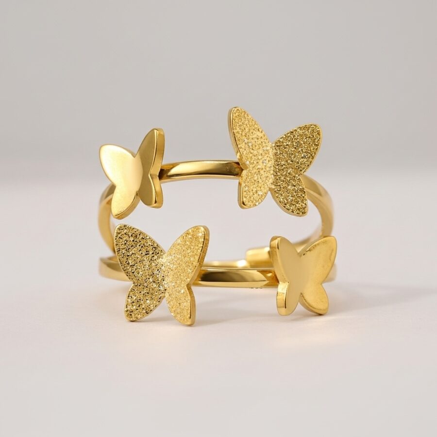 Gold Butterfly Double Women's Ring
