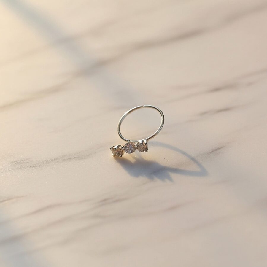 Triple Crystal Pavé Seamless Nose Ring