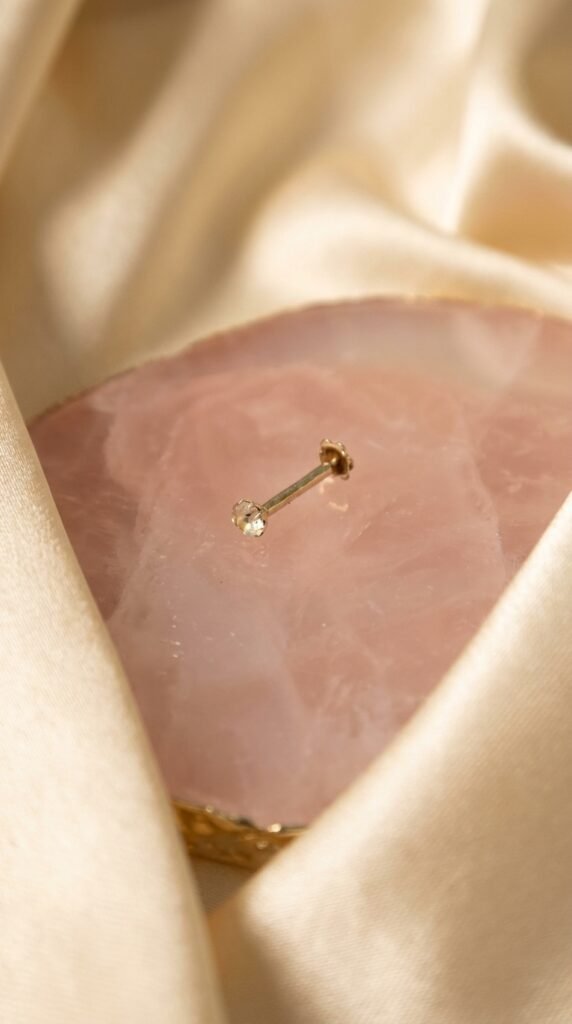 Women's Silver Diamond Gem Nose Pin - stainless steel nose pin for women in Pakistan